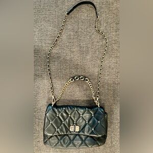 Badgley Mischka black quilted top handle bag with studs